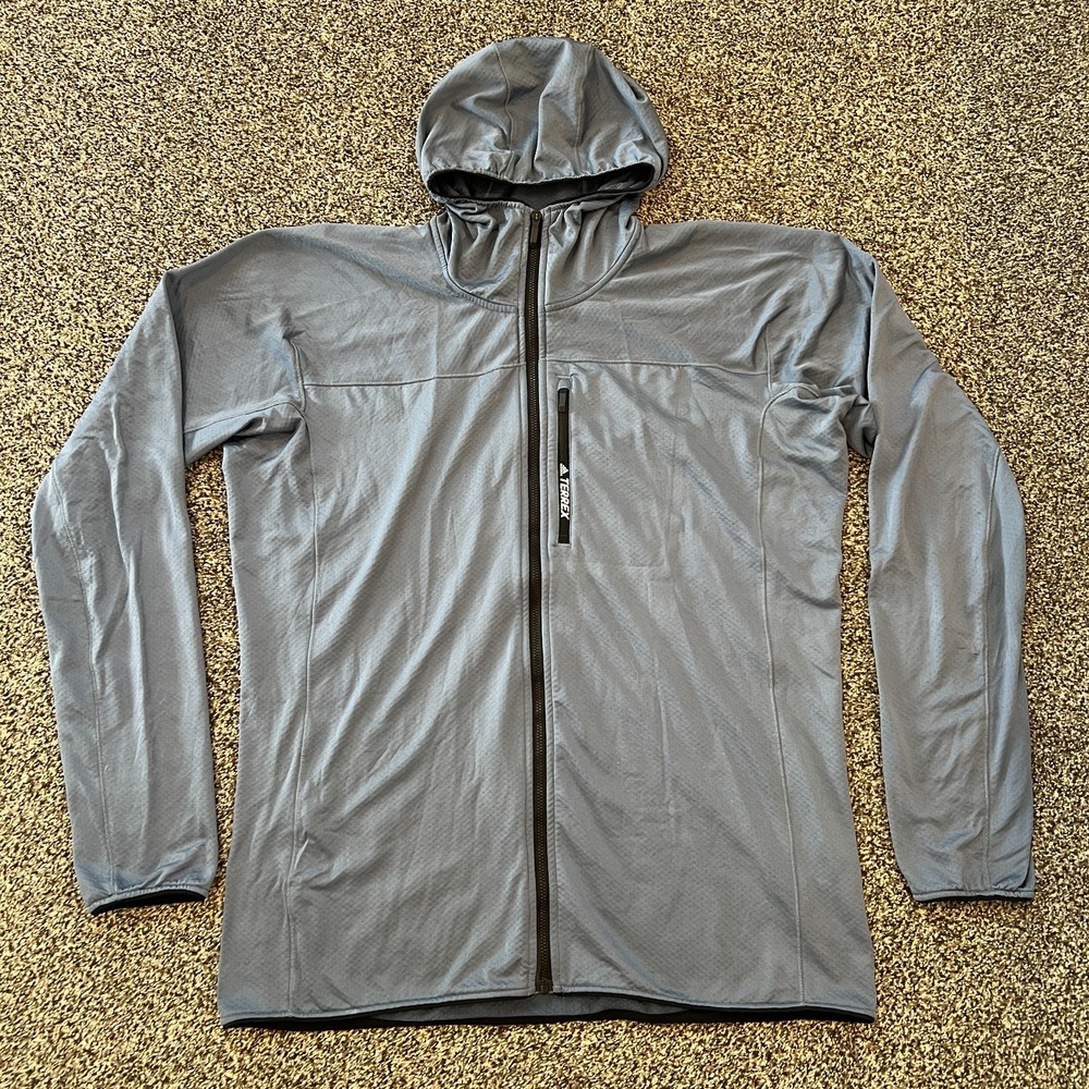Adidas Terrex Trace Rocker Grid Fleece Jacket Hoodie Blue Men's Size XL Hike
